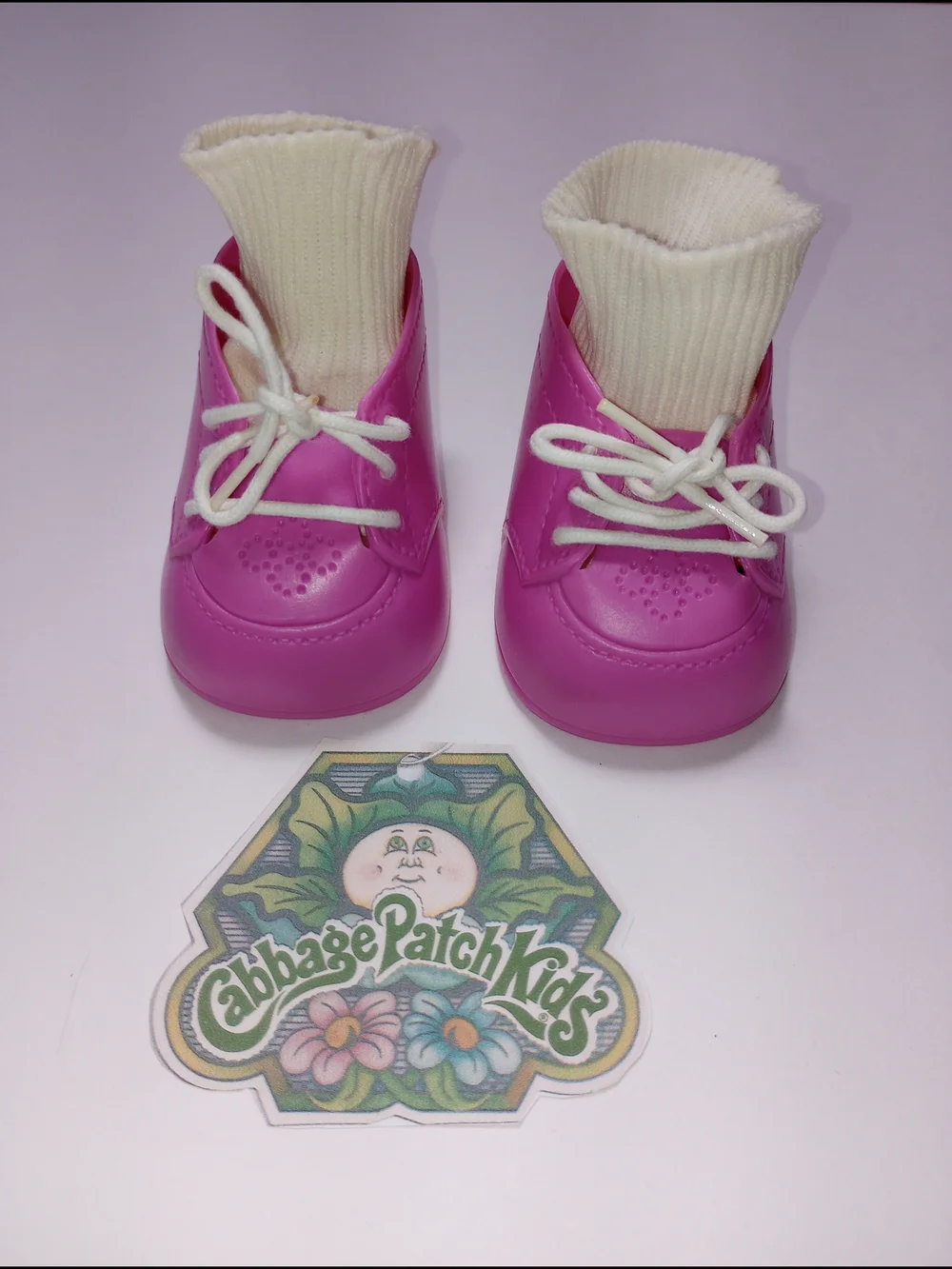 Vintage Cabbage Patch Kids Doll Pink Lace Up Shoes w/ Socks CPK